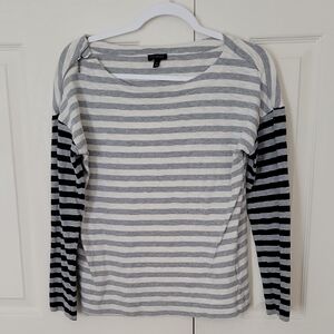 Talbots Gray and Black Striped Long Sleeve Tee